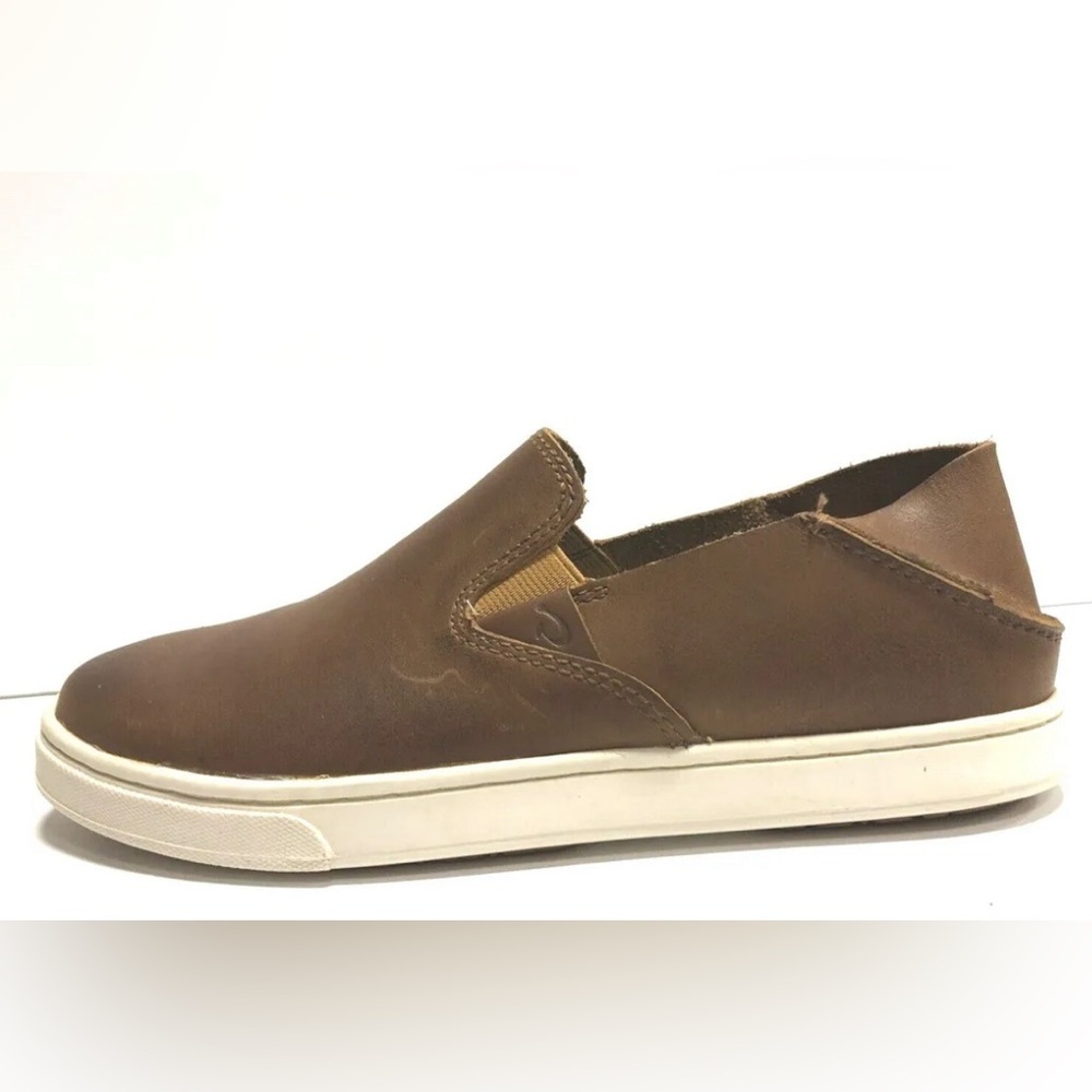 Olukai Pehuea Womens Slip-On Brown Leather Size 6.5 M